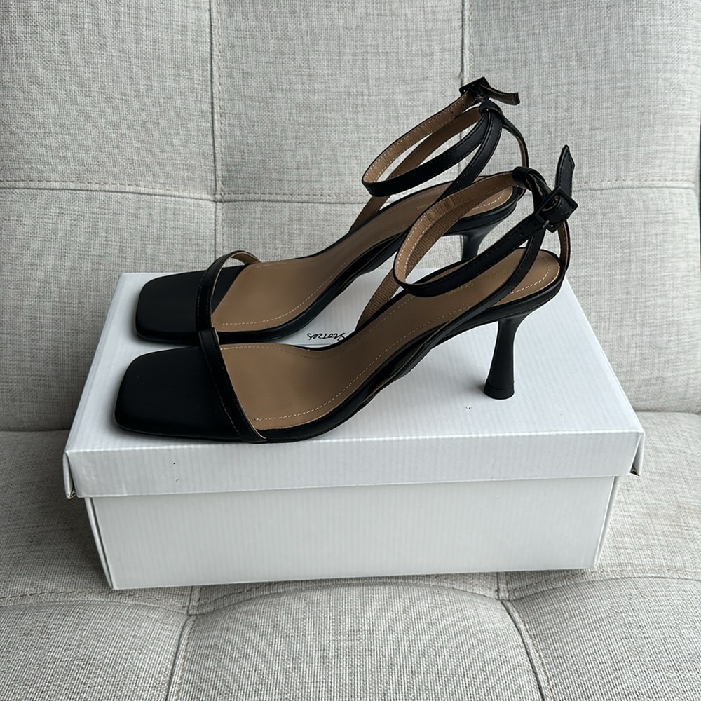 NEW & Other Stories 100% Genuine Leather Strappy Leather Heeled Sandal - Black - Picture 4 of 8